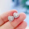 Choucong Brand Stud örhängen lyxiga smycken 925 Sterling Silver Fill Pear Cut White Topaz Cz Diamond Gemstones Party Eternity Women Heart Earring Present