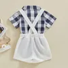 Kledingsets Baby Boy Zomeroutfit Korte mouw Bowtie Shirts Romper Jarretel Shorts Set Baby 2 stuks Herenkleding