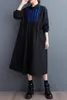 Casual Dresses Korean Loose Rands Patchwork Fashionable Shirt Dress for Women High midje stora fickor Autumn Winter Robe Z3959