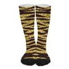 Женские носки, чулки с золотистым тигровым принтом, корейские зимние противоскользящие чулки в полоску из кожи животных для девочек, скейтборд, теплые, мягкие