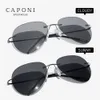 Caponi Rimless Avation Sun Glasögon för män Misfärgning Kör fiske Polariserade solglasögon Lätt vikt Shades Male BS7466 240323