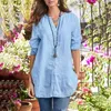 Frauenblusen lässig lockere V-Ausschnitt Blusas Femme Frauen Baumwolle lange Hemden 2024 Sommer eleganter Bluse Holiday 3/4 Ärmel Solid Color Tops