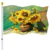 Tillbehör Solros Spring Flag Watercolor Seasonal Holiday Party Yard Indoor and Outdoor Decoration Flags med mässing Grommets Women Men