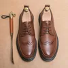 Chaussures décontractées en cuir véritable pour hommes, Brogue printemps-automne, Style britannique, pour le bureau et les affaires, livraison gratuite