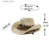 Chapeaux à larges bords Chapeaux de seau Nouveaux glands de coquille cowboy chapeaux de paille été refroidissement plage chapeau de soleil pour femmes hommes à la mode tissé respirant Protection solaire Jazz chapeau L240322