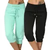 Pantalons de survêtement pour femmes, Shorts de couleur unie, décontractés pour femmes, cordon de serrage, Fitness, poches basses, sport, jogging