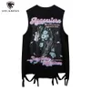 Vintage Hommes Hip Hop Débardeurs Rétro Ripped Hole Girl Graphic Print Y2K Vest Streetwear High Street Lavé Loose Top Noir Blanc 240321