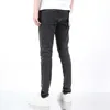 Purple Brand Style rökig grå tvättad med vaxbeläggning SLP Elastic Slim Fit Jeans för män