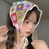 Scarves Cute Headscarf Fashion Hand-Crocheted Weaving Hollow Triangle Scarf Knitting Japanese Retro Headbands Women