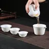 Service à thé chinois Portable de voyage, 4 tasses, 1 Pot, théière en céramique faite à la main, bouilloire en porcelaine, tasse Gaiwan