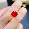 Bagues de cluster Simple 925 Argent Naturel Pigeon Rouge Ruby 8x8mm Femelle Femmes Bague De Mariage Avec Certificat 18k Or Jaune