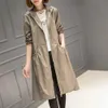 Women Windbreaker Stylish Womens Midlength Hooded Windbreaker Solid Color Trench Coat with Zipper Placket for Springautumn 240311