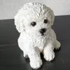 Cute Bichon Frise Simulation Sculpture Decoration Puppy Pet Model Home Room Decoration Resin Crafts Bedroom Entrance Decoration 240323