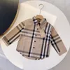 Chemise d'été blanche kaki pour garçons, chemise à manches longues, vêtements de marque de styliste pour enfants et filles, printemps