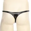 Mens underkläder ihålig utifrån thong wet look patent läder g-sträng underkläder låg stigning elastisk midjeband t-back underbyxor 240320