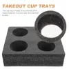 Cups Saucers 2 Pcs Stands 4 Hole Cup Holder Packing Tray Four-hole Takeaway Takeout Trays Man