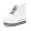 Casual Schoenen 2024 12CM Hakken Wedge Canvas Vrouw Hoge Platform Sneakers Gevulkaniseerd Verborgen Hak Hoogte Toenemend