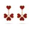 2024 Four Leaf Clover Earring Fashion Classic Dangle Earrings Designer 여성 마노 Moissanite 다이아몬드 드롭 이어링 발렌타인 어머니 선물