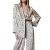 Luxury Pajamas Satin Vneck Sets Silk Sleepwear for Women Set