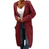 Cardigan en tricot pour femme, couleur unie, ample, Double poche, motif de pâte, ouvert sur le devant, pull, veste drapée, automne hiver