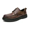 Casual Shoes Designer Märke Tjock Soled For Men's Business Dress Retro Brown Oxford Wear-Resistenta Soles