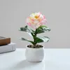 Fiori decorativi Fiore artificiale di camelia Mini Bonsai Piante in vaso simulate Tavolo da ufficio finto Ornamento Camera Decorazione del giardino di casa
