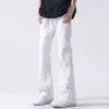 Vaqueros micro acampanados con pecho blanco para hombre, pantalones apilados estilo American High Street Vibe, pantalones casuales modernos y atractivos