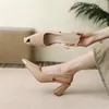 Geklede schoenen Mode lente en herfst trend Elegante bruiloft Elf Metalen puntige dikke hak sandalen Stijl Dans