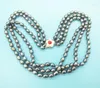 Choker Natural Freshwater Cultured 7-8MM Black 3 Row Pearl Necklace. Sir Send Lady The Most Beautiful Gift