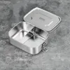 Boîte à déjeuner rectangulaire en acier inoxydable, vaisselle, serrure à boucle Durable, stockage anti-fuite, argent 1/2/3 grilles, conteneur bureau
