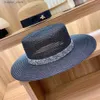 Geniş Memlu Şapkalar Kova Şapkaları Klasik Kadınlar Güneş Şapkaları Katlanabilir Nefes Alabilir Beyaz Siyah Kilise Şapkası Rhinestone Band Yaz Şapkası Düz ​​Boater Plaj Şapkası L240322