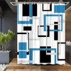 Rideaux de douche Jaune Noir Rideau géométrique Ensemble abstrait 3D Stripe Stripe Design moderne Art Creative Salle de bain avec crochets
