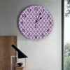 Wandklokken Marokkaanse geometrie paarse ronde klok creatieve huisdecoratie woonkamer kwarts naald hangend horloge