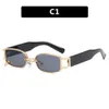 2 Pcs Fashion Designer Internet Celebrity Ring Buckle 2023 New Small Frame Metal Square Sunglasses Fashionable and Trendy Personalized Sunglass