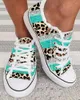 Casual Shoes Female Flat Sneakers Loafers Women Contrast Color Print Frayed Canvas For Canva