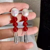 Boucles d'oreilles Vintage françaises en Agate rouge pour femmes, bijoux à breloques en perles d'agate rouge, Design de luxe léger, perles naturelles baroques de haute qualité