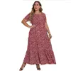 Robes décontractées Robe longue d'été grande taille vêtements femmes 2024 manches courtes col rond bohème plage vacances femme robe maxi vestido