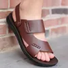 Sandals Men's Soft Leather 2024 Summer Men Breathable Non-slip Hollow-out Casual Shoes Outdoor Beach