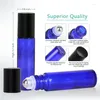 Garrafas de armazenamento 250pcs cobalto azul vidro 10ml garrafa de óleo essencial frascos de bola de rolo com perfume de aço inoxidável massagem recipiente cosmético