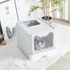 XXL Large Space Foldable Cat Litter Box with Front Entry Top Exit Tray 240320
