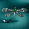 Pins Brooches Vintage Cubic Zircon Dragonfly Brooch Pins Unique Womens Brooch Delicate Insect Corsage Suit Sweaters Luxury Accessori Ornament L240323