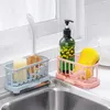 Kitchen Storage Sink Drain Rack Basket Sponge Dishcloth Holder Removable Household Bathroom Soap Dispenser Organizer Shelf