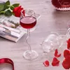 Weingläser 1PCS Kreative Rose Glas Tasse Transparent Hitzebeständig Hohe Rot Für Hochzeit Geburtstag Weihnachten Valentinstag Geschenke