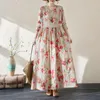 Robes décontractées 2024 Arrivée mince doux imprimé floral à manches longues vacances en plein air style de voyage printemps robe d'été mode femmes