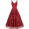 Casual Dresses Women Embroidery Pin Up Party Dress 2024 Summer Spaghetti Strap Retro Robe 60s 50s Vintage Rockabilly Swing Vestido