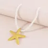 Stud Earrings Personalized Gold Color Starfish Pendant Necklace For Women Jewelry Punk Metal Set Beach Fashion Rope Chain