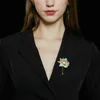 Broches SUYU Lotus chinois simulé perle comme cuivre cubique zircone broche femmes manteau Cheongsam délicate broche attache L240323