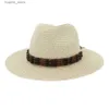 Cappelli a tesa larga Cappelli a secchiello da spiaggia Uomo Donna Cappello con visiera parasole Cappello estivo in paglia di carta Moda casual Panama Beach Cappello Fedora Cappelli a tesa larga per le donne L240322