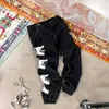 Y2k Amerikaanse High Street Retro Oversized Gebreide Broek Mannen Wolf Hoofd Gedrukt Straight Gothic Punk Casual Broek 240320