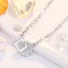 Hanger Kettingen 925 Zilveren Naald Trendy Vierkante Ronde Kristal Verklaring Ketting Voor Vrouwen Meisjes Valentijnsdag Cadeau Mode-sieraden